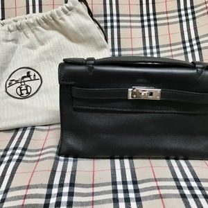 Hermès Black Pochette Kelly Mini Veau Swift